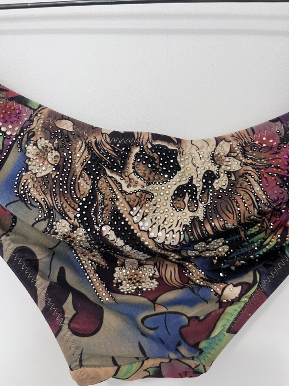 Y2K Vintage Ed Hardy Bikini Bottoms M Excellent- Rhinestone Mermaid Skull USA
